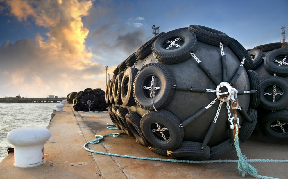 Image of a ship protection rubber float buoy.